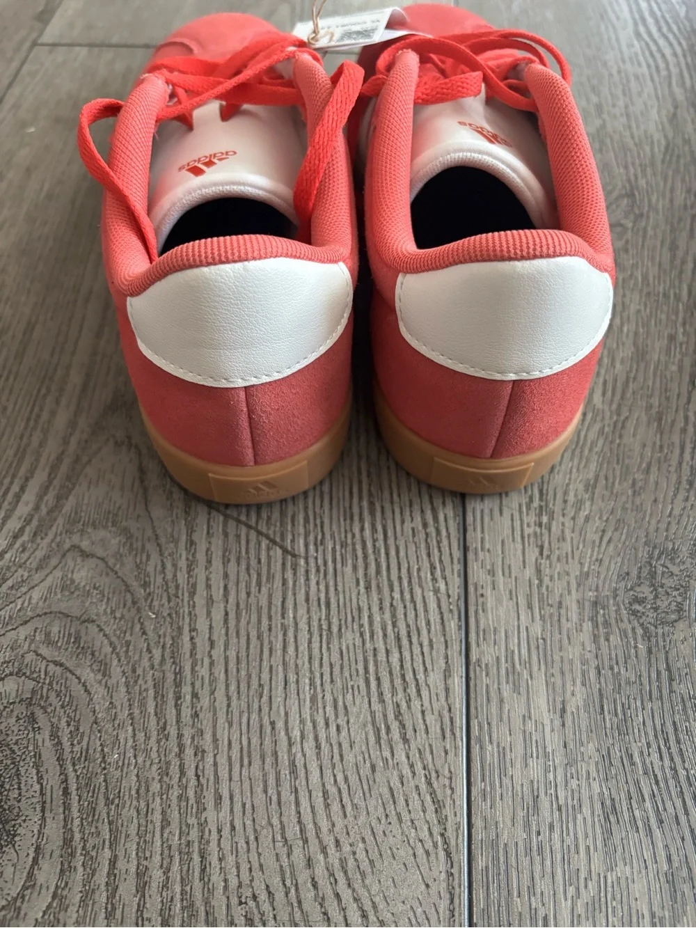 adidas Kids Coral Pink Suede Sneakers with White Stripes